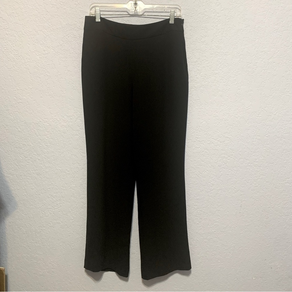 Giorgio Armani Silk Black Side Zip Straight Leg Dress Trousers Pants Size 40